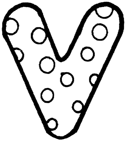 Letter V With Polka Dot Coloring Page